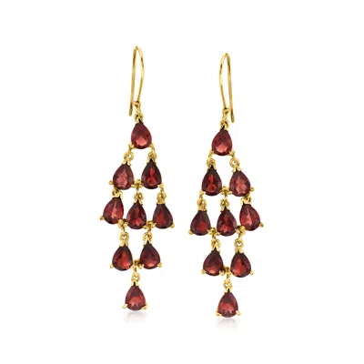 Ross-simons Garnet Chandelier Earrings In 18kt Gold Over Sterling In Red