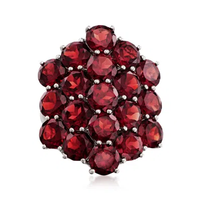Ross-simons Garnet Cluster Ring In Sterling Silver In Red