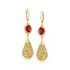 Ross-simons Garnet Filigree Drop Earrings In 18kt Gold Over Sterling In Red