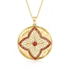 Ross-simons Garnet Filigree Pendant Necklace In 18kt Gold Over Sterling In Multi