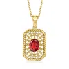 Ross-simons Garnet Filigree Pendant Necklace In 18kt Gold Over Sterling In Multi