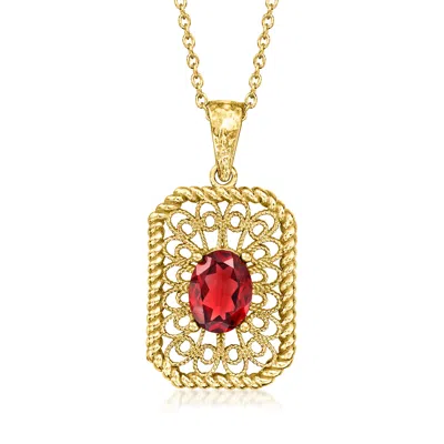 Ross-simons Garnet Filigree Pendant Necklace In 18kt Gold Over Sterling In Multi