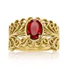 Ross-simons Garnet Filigree Ring In 18kt Gold Over Sterling In Red
