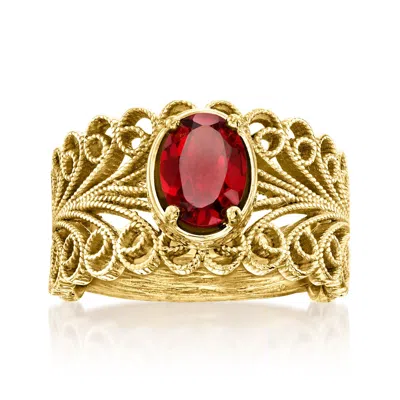 Ross-simons Garnet Filigree Ring In 18kt Gold Over Sterling In Red
