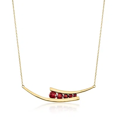 Ross-simons Garnet Graduated Curved-bar Necklace In 18kt Gold Over Sterling In Multi