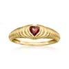 Ross-simons Garnet Heart Ring In 14kt Yellow Gold In Red