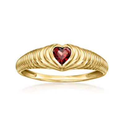 Ross-simons Garnet Heart Ring In 14kt Yellow Gold In Red