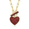Ross-simons Garnet Heart Toggle Necklace In 18kt Gold Over Sterling In Gold