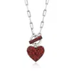 Ross-simons Garnet Heart Toggle Necklace In Sterling Silver In Red