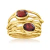 Ross-simons Garnet Highway Ring In 18kt Gold Over Sterling In Red
