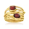 Ross-simons Garnet Highway Ring In 18kt Gold Over Sterling In Red