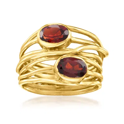 Ross-simons Garnet Highway Ring In 18kt Gold Over Sterling In Red