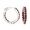 Ross-simons Garnet Inside-outside Hoop Earrings In Sterling Silver In Red