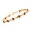 Ross-simons Garnet Oval-link Bracelet In 14kt Yellow Gold In Multi
