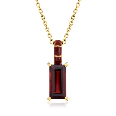 Ross-simons Garnet Pendant Necklace With Red Enamel In 18kt Gold Over Sterling In Multi