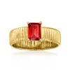 Ross-simons Garnet Ribbed Ring In 18kt Gold Over Sterling In Red