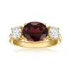 Ross-simons Garnet Ring With Lab-grown Diamonds In 18kt Gold Over Sterling