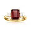 Ross-simons Garnet Ring With . Lab-grown Diamonds In 18kt Gold Over Sterling