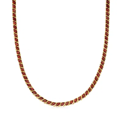 Ross-simons Garnet Tennis Necklace In 18kt Yellow Gold Over Sterling Silver In Multi