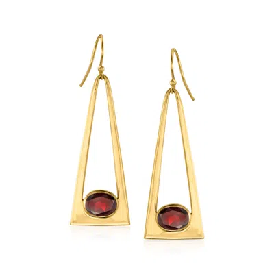 Ross-simons Garnet Triangle Drop Earrings In 18kt Yellow Gold Over Sterling In Multi