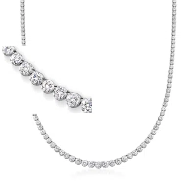 Ross-simons Graduated Cz Tennis Necklace In Sterling Silver In Multi