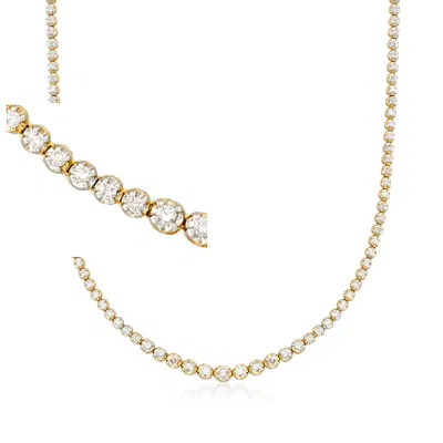 Ross-simons Graduated Diamond Tennis Necklace In 14kt Yellow Gold In Multi
