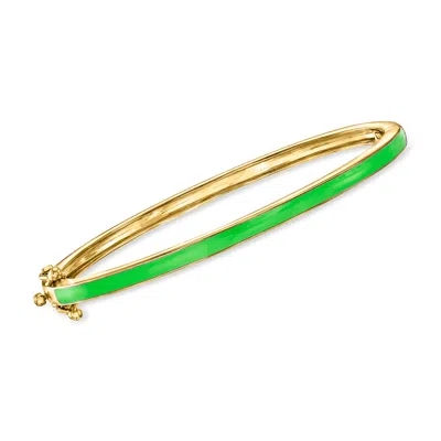 Ross-simons Green Enamel Bangle Bracelet In 18kt Gold Over Sterling In Multi