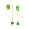 Ross-simons Green Enamel Leaf Earrings With Removable . Emerald Drops In 18kt Gold Over Sterling In Green