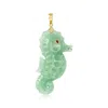 Ross-simons Green Jade Seahorse Pendant With Ruby Accent In 14kt Yellow Gold In Red