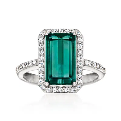 Ross-simons Green Tourmaline Ring With . Diamonds In 14kt White Gold