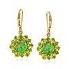 Ross-simons Green Turquoise And Multi-gemstone Drop Earrings In 18kt Gold Over Sterling In Green