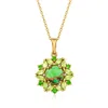 Ross-simons Green Turquoise And Multi-gemstone Pendant Necklace With White Zircon In 18kt Gold Over Sterling