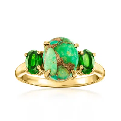 Ross-simons Green Turquoise Ring With Chrome Diopside In 18kt Gold Over Sterling