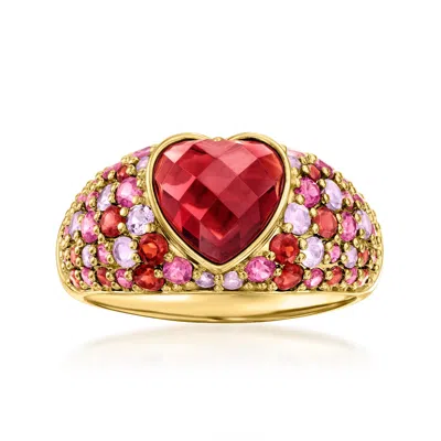 Ross-simons Heart-shaped Garnet And Multi-gemstone Ring In 18kt Gold Over Sterling