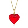 Ross-simons Heart-shaped Red Amber Pendant Necklace In 18kt Gold Over Sterling In Multi