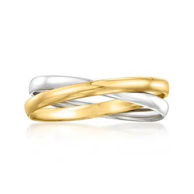 Ross-simons Italian 10kt 2-tone Gold Rolling Ring In Yellow