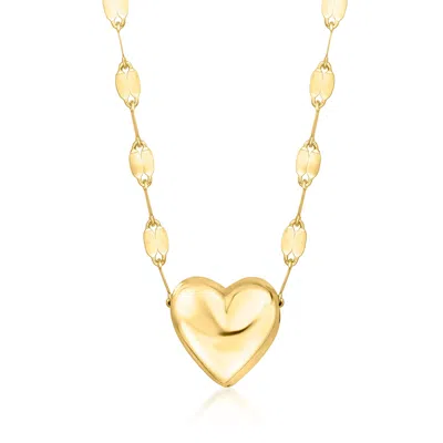 Ross-simons Italian 10kt Yellow Gold Puffed Heart Necklace
