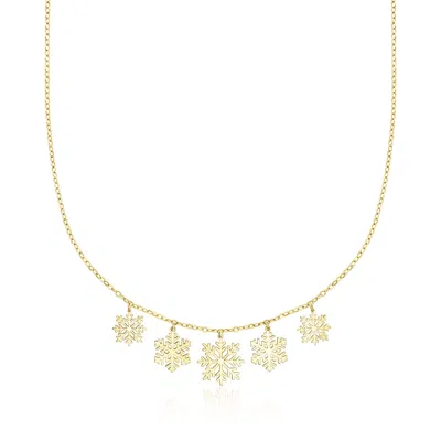 Ross-simons Italian 10kt Yellow Gold Snowflakes Charm Necklace In Multi
