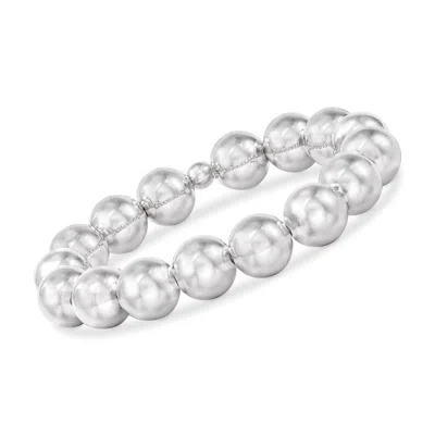 Ross-simons Italian 12mm Sterling Silver Bead Stretch Bracelet In Multi
