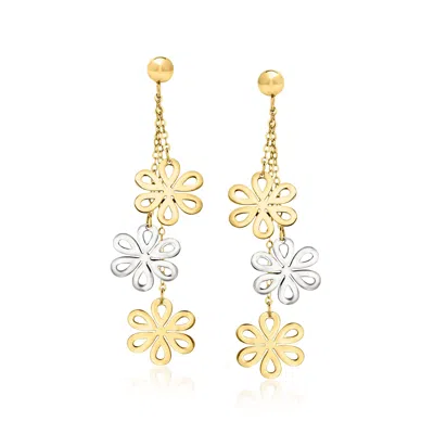 Ross-simons Italian 14kt 2-tone Gold Flower Drop Earrings