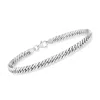 Ross-simons Italian 14kt White Gold Cuban-link Bracelet In Multi