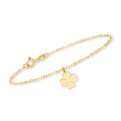 Ross-simons Italian 14kt Yellow Gold 4-leaf Clover Charm Bracelet In White