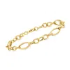 Ross-simons Italian 14kt Yellow Gold Alternating Cable And Oval-link Bracelet In Multi
