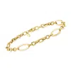 Ross-simons Italian 14kt Yellow Gold Alternating Cable And Paper Clip Link Bracelet In Multi