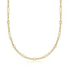 Ross-simons Italian 14kt Yellow Gold Alternating Cable And Paper Clip Link Necklace In Gold