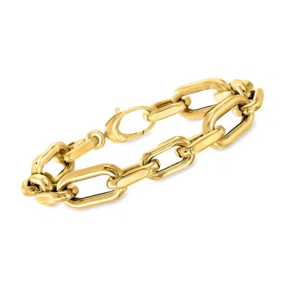 Ross-simons Italian 14kt Yellow Gold Alternating Paper Clip Link Bracelet