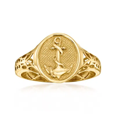 Ross-simons Italian 14kt Yellow Gold Anchor Signet Ring