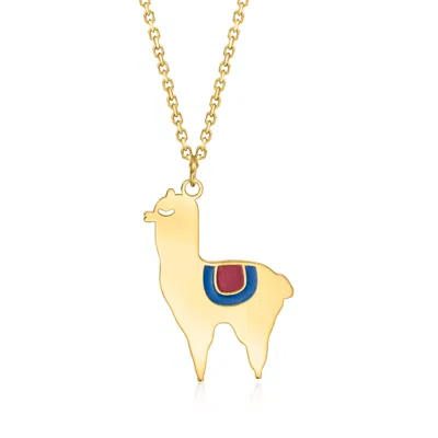 Ross-simons Italian 14kt Yellow Gold And Multicolored Enamel Llama Necklace