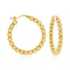 Ross-simons Italian 14kt Yellow Gold Beaded Hoop Earrings In Yellow