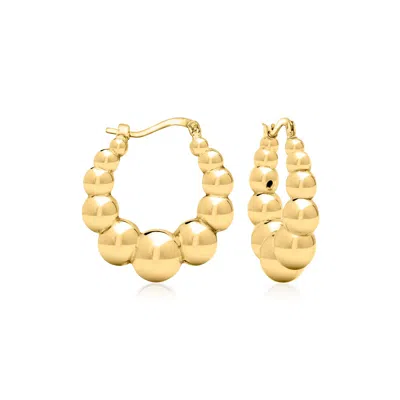 Ross-simons Italian 14kt Yellow Gold Beaded Hoop Earrings In Multi